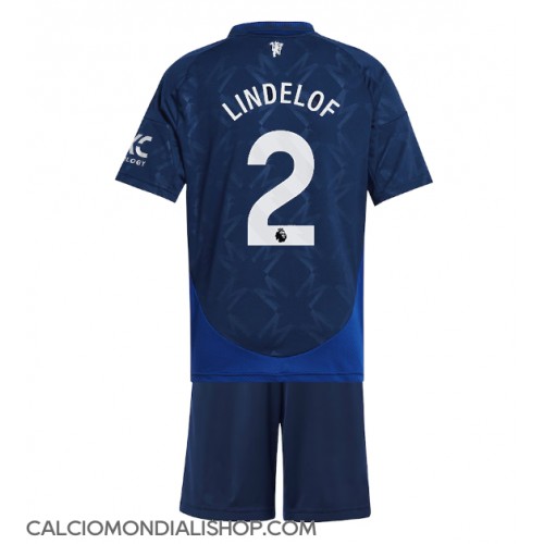 Maglie da calcio Manchester United Victor Lindelof #2 Seconda Maglia Bambino 2024-25 Manica Corta (+ Pantaloni corti)